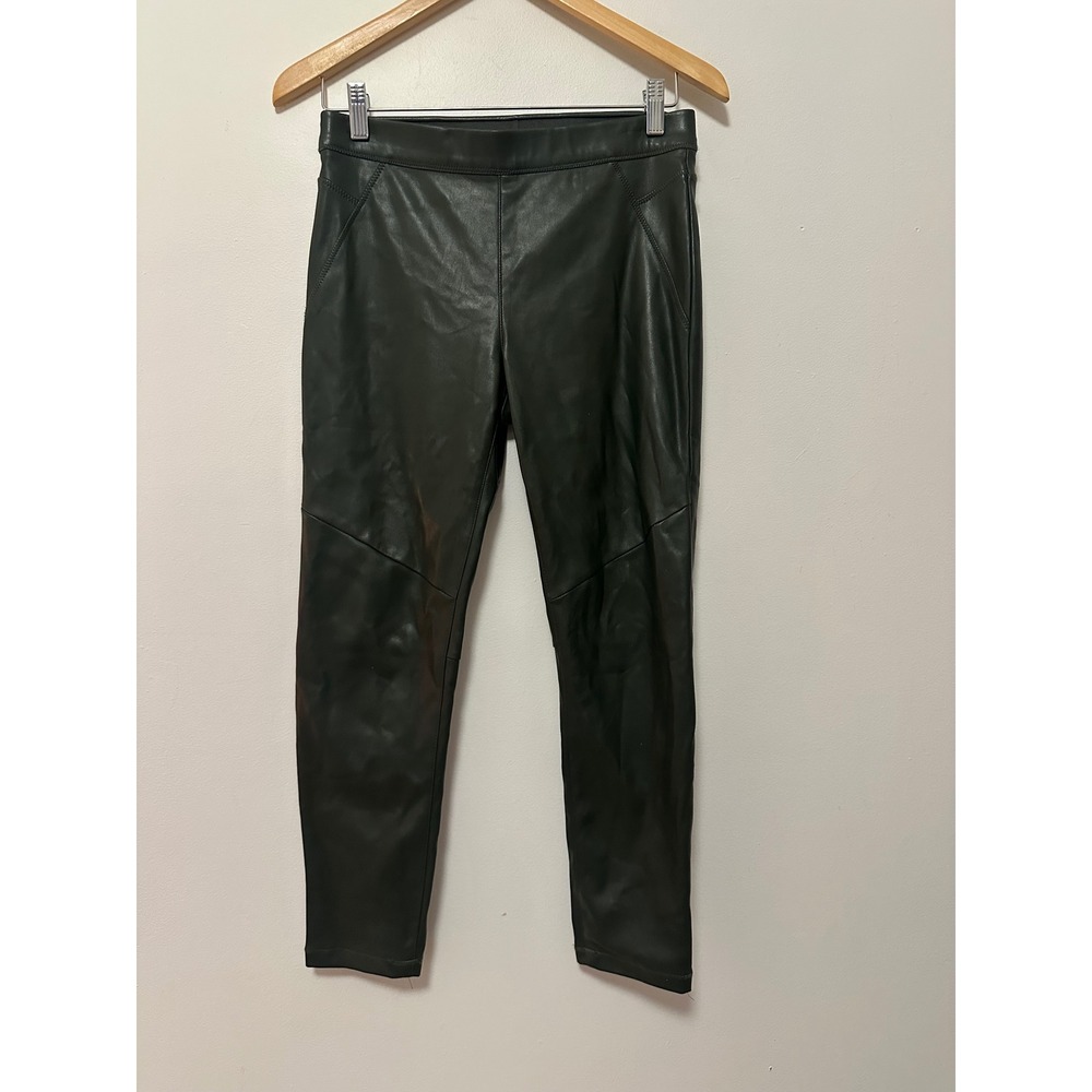 Free People Vegan Leather Moto Leggings in Forest Green | Size 26
